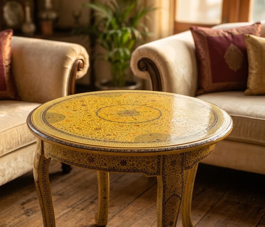 Naqashi Gold Round Table Top