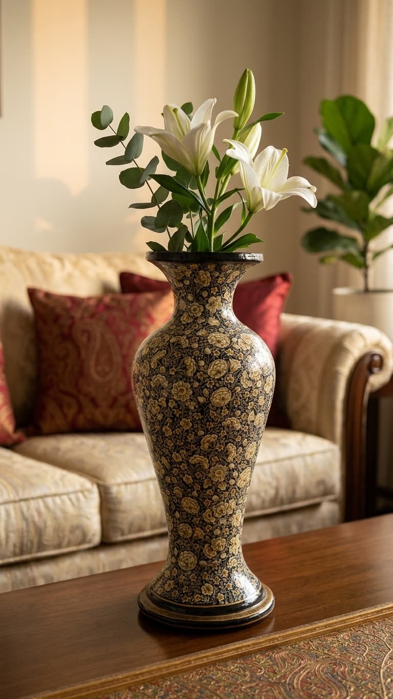 Midnight Gold Vine Vase