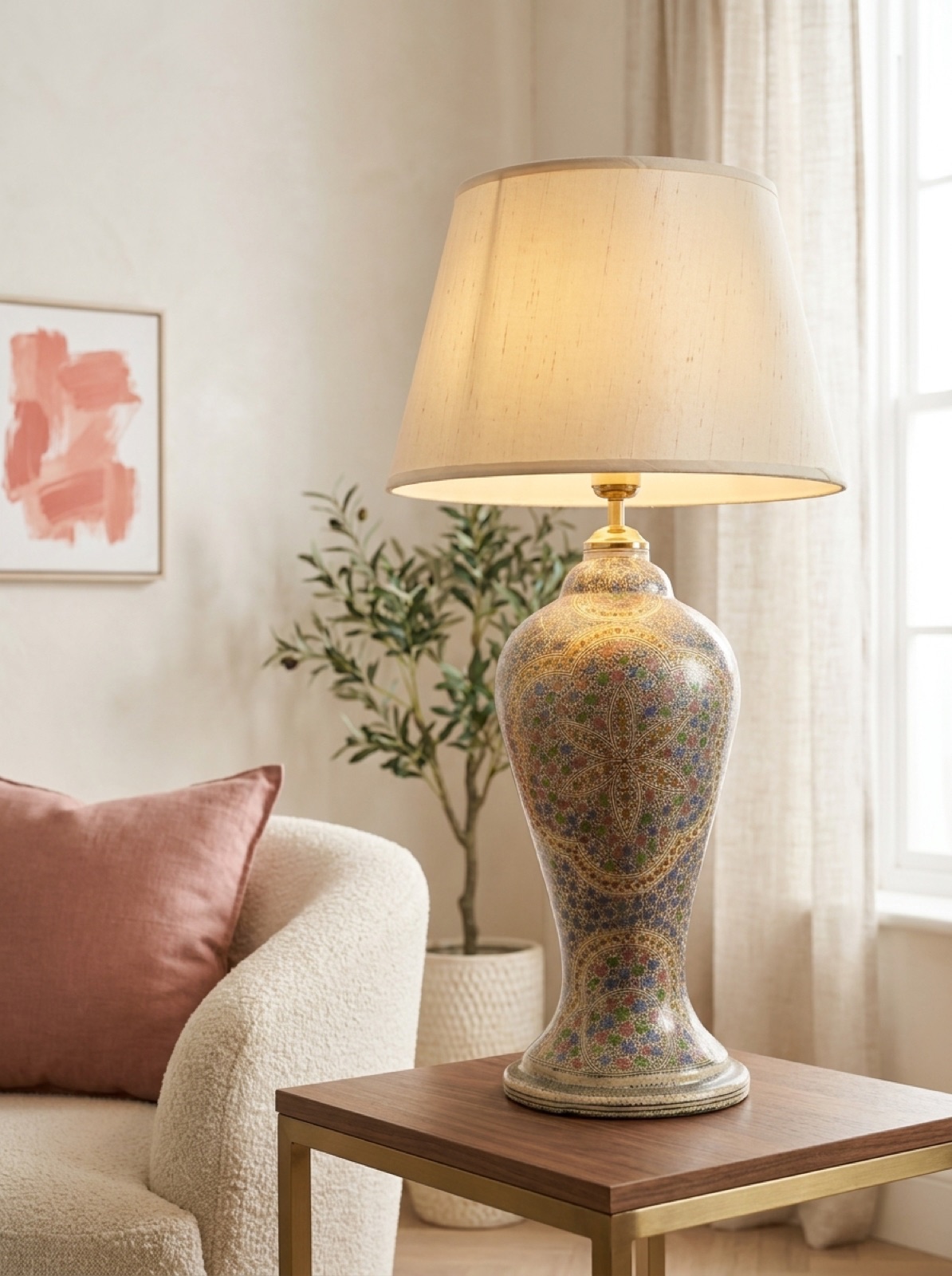 Ivory lamp on a neutral console