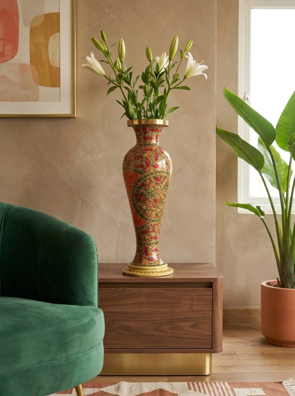 Vibrant modern vase, hand-painted