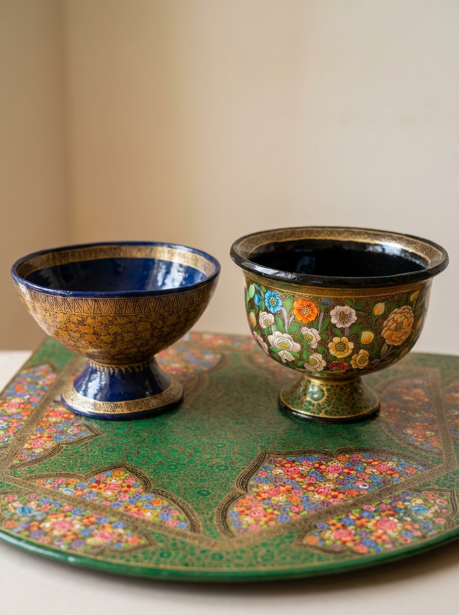 Hand-painted paper-mache bowls